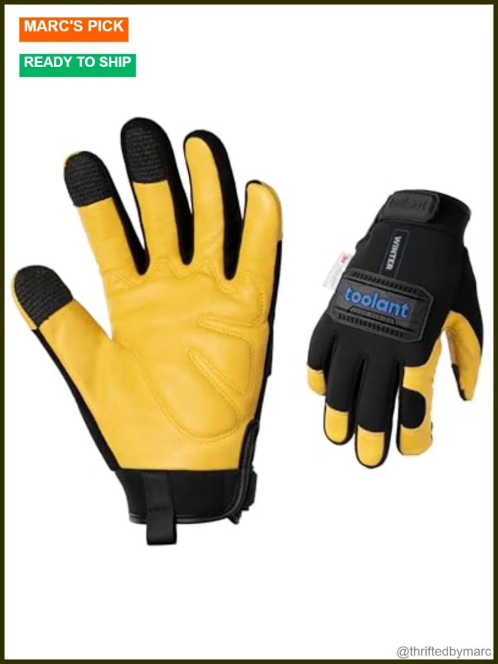 Waterproof Winter Work Glove with 3M Lining, Leather Palm Touchscreen Impact